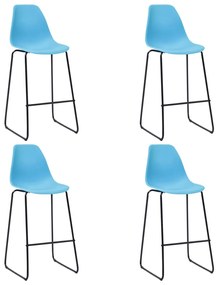 vidaXL Cadeiras de bar 4 pcs plástico azul