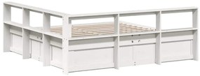 Cama com estante sem colchão 180x200 cm pinho maciço branco