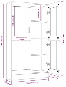 Vitrine 82,5x30,5x150 cm derivados de madeira carvalho fumado