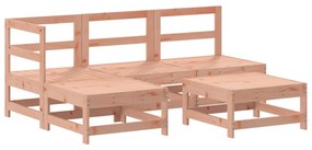 5 pcs conj. lounge jardim com almofadões madeira douglas maciça