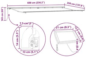 Toldo Retrátil Laranja e marrom 600 × 350 cm laranja e castanho