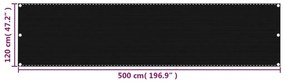 Tela de varanda 120x500 cm PEAD preto