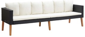 2 pcs conjunto lounge de jardim c/ almofadões vime PE preto