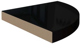 Prateleira de canto suspensa 35x35x3,8 cm MDF preto brilhante