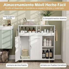 Carrinho de cozinha com rodas 75 x 20 x 72 cm, estreito, com prateleira ajustável e toalheiros, para sala, cozinha ou entrada, branco