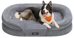 Cama para cães com bordas elevadas 91 x 68 x 18 cm cinza claro