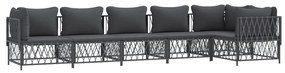 6 pcs conjunto lounge de jardim com almofadões aço antracite