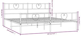Estrutura de cama com cabeceira e pés 183x213 cm metal branco