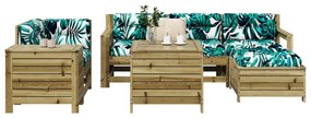 7 pcs conjunto sofás jardim madeira de pinho impregnada