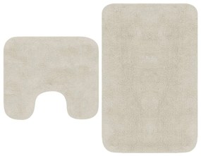 Conjunto tapetes de casa de banho 2 pcs tecido branco