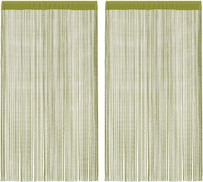 vidaXL Cortinas de fios 2 pcs 100x250 cm verde