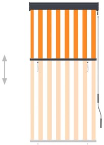 Estore de rolo para exterior 80x250 cm branco e laranja