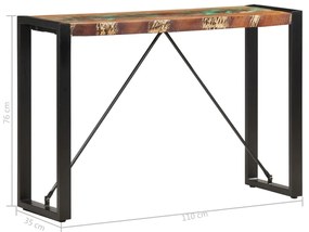 Mesa consola 110x35x76 cm madeira recuperada maciça