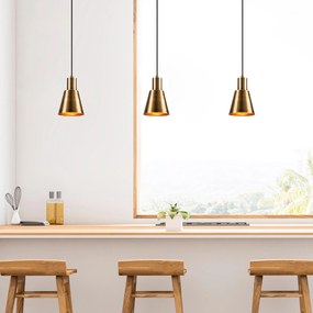 Candeeiro Chandelier Kem – Ouro e Preto – Diâmetro 14 cm, Altura 114 c