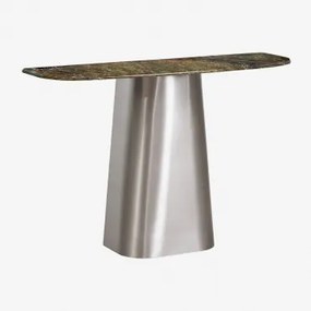 Consola De Entrada 120x40 Cm Em Pedra Natural E Aço Inoxidável Moreila Mármore Verde Forest - Sklum