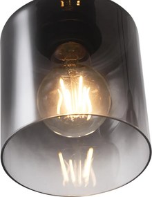 Candeeiro Pendente Moderno Preto com Vidro Fumê 4 Luzes - Dame