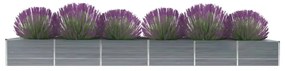 Canteiro elevado de jardim aço galvanizado 480x80x45cm cinzento