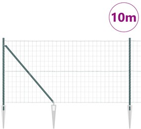 Cerca Euro com 7 Postes em Espinho 1.4x10 m Aço Galvanizado Verde