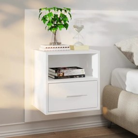 Mesas de cabeceira montagem na parede 2 pcs branco