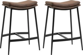 HOMCOM Conjunto de 2 Bancos Altos de Cozinha Bancos de Bar com Estrutura de Aço Estilo Industrial 48,5x38,5x68,5 cm Marrom | Aosom Portugal