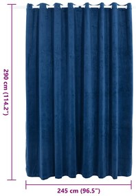 Cortina blackout c/ argolas metal 290x245 cm veludo azul-escuro