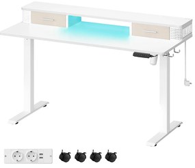 Mesa de escritório com ajuste de altura e memória | VASAGLE | 140 x 60 x 120 cm | branco nuvem | LSD184W01.