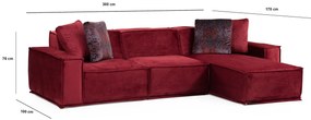 Sofá de Canto Lego – Burgundy – 300 x 170 cm