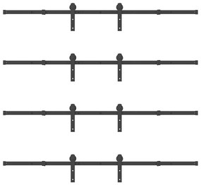 Kit de ferragens para porta deslizante 400 cm aço preto