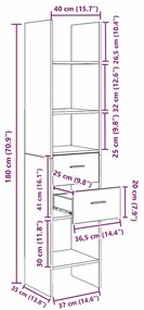 Gabinete de Livros carvalho artisiano 40 x 35 x 180 cm