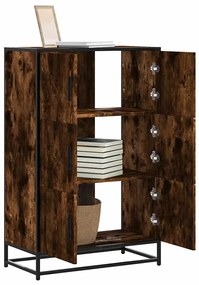 vidaXL Armário alto 68x35x106,5 cm madeira e metal carvalho fumado