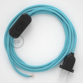 Cabo para candeeiro de mesa, RM17 Azul Bebé Seda Artificial 1,80 m. Escolha a cor da ficha e do interruptor.