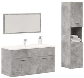 vidaXL 3 pcs conj. móveis casa banho derivados madeira cinza cimento