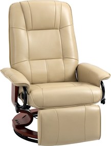 HOMCOM Poltrona reclinável, ajustável, função leito, até 120 kg, couro sintético, 78 x 87 x 100 cm, creme | Aosom Portugal