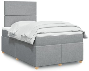 Cama boxspring com colchão 120x190 cm tecido cinzento-claro