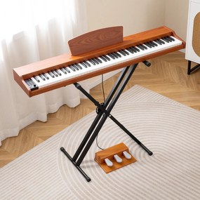 Piano digital de 88 teclas tamanho real com teclas semi-contrapesadas, altifalantes duplos, modo de teclado duplo e 3 pedais, suporte ajustável para p