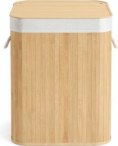 Cesto da roupa suja, com tampa de 95 L, em bambu 40 x 40 x 61 cm cor natural
