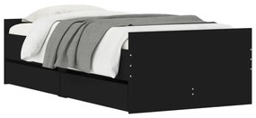 Estrutura de cama com gavetas 90x200 cm preto