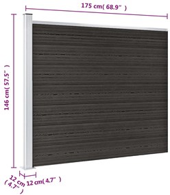 Painel de cerca 175x146 cm WPC cinzento