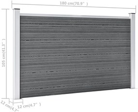 Painel de vedação para jardim 353x106 cm WPC cinzento