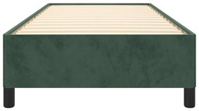 Estrutura de cama sem colchão 90x200 cm veludo verde-escuro