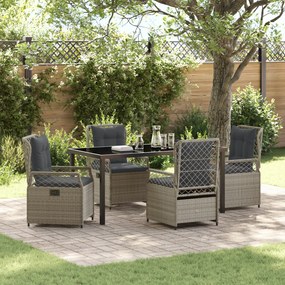 vidaXL Conjunto de Jantar de Jardim de 5 Peças Cinza Claro Rattan Poliproleno