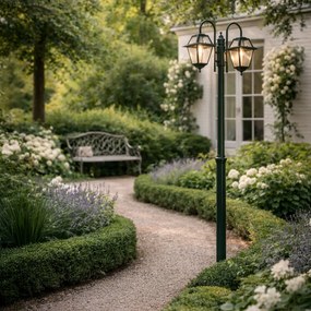 Lanterna de exterior clássica verde escura 235cm 2-luzes IP44 - Berta