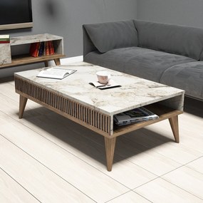 Mesa de Centro Milan – Nogueira e Branco – 105 x 34,6 x 60 cm