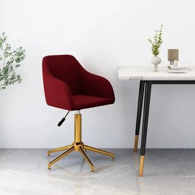 vidaXL Cadeira de jantar giratória veludo vermelho tinto