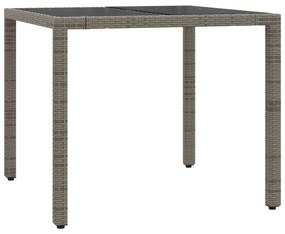 3 pcs conjunto de jantar p/ jardim c/ almofadões vime PE cinza