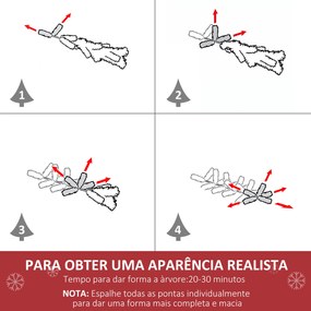 Árvore de Natal Artificial 150cm Ignífugo com 367 Ramos Folhas de PVC Abertura Automática Base Dobrável e Suporte Metálico Decoração de Natal para Int