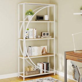 Estante de 5 níveis 86 x 30 x 175 cm com prateleiras de armazenamento abertas branco e Natural