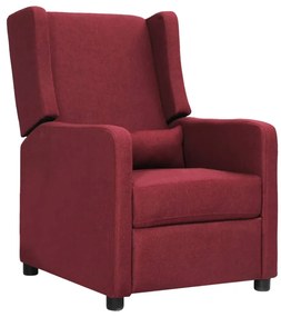 vidaXL Poltrona reclinável tecido vermelho tinto