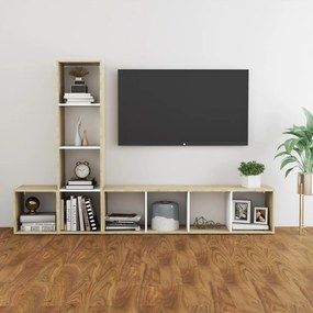 vidaXL 3 pcs conjunto móveis de TV derivados madeira branco/sonoma