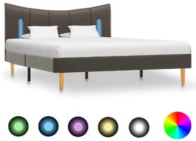 Estrutura de cama c/ LED 120x200 cm couro artificial antracite